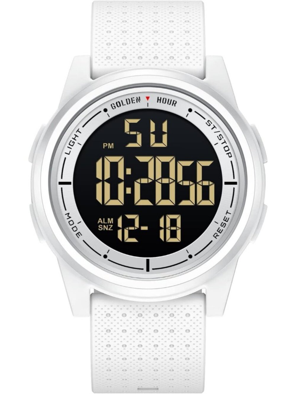 Men's White Rubber Strap Ultra-Thin Minimalist Solid Waterproof Digital Watch